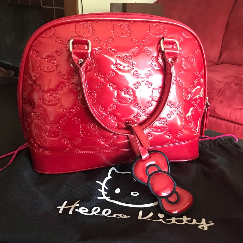 Loungefly Hello Kitty Embossed Bowler-Red